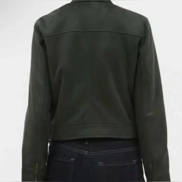 Banana Republic Green Vegan Faux Suede Motorcycle Jacket Size M - Picture 4 of 12